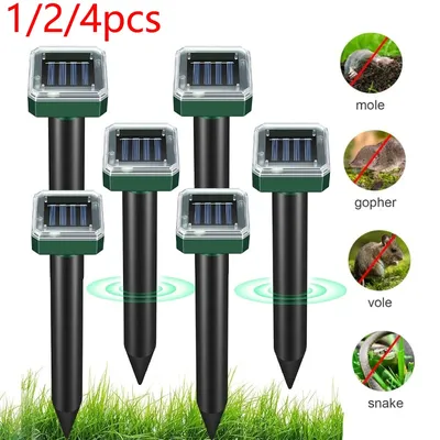 Solar Repeller Powered Ultrasonic Sonic Mouse Mole Pest Rodent Repellent Vibration Wave Yard Outdoor Garden Lawn Farm Field