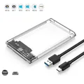 Custodia HDD SSD da 2,5" Custodia HDD trasparente USB 3.0 tipo C, custodia per disco rigido esterno per laptop SATA Box SSD Hard Disk Box