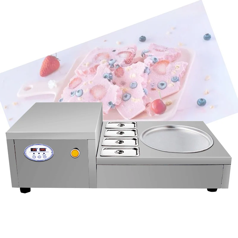 Electric squared pan plate frozen fried fruit ice cream roll machine Thai fried ice cream machine