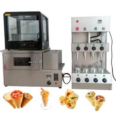 Pizza Cone Maker Machine Stainless Steel Pizzas Cones With Rotary Oven Forming Moulding Equipment 4 Moulds Umbrella Shape