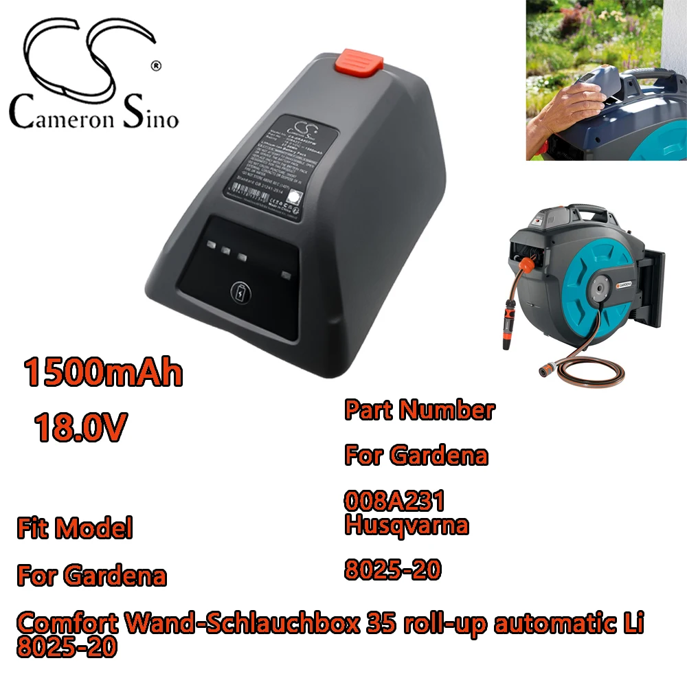 18.0V Gardening Tools Battery For Gardena Comfort Wand-Schlauchbox 35 roll-up automatic Li 8025-20 008A231 For Husqvarna 8025-20