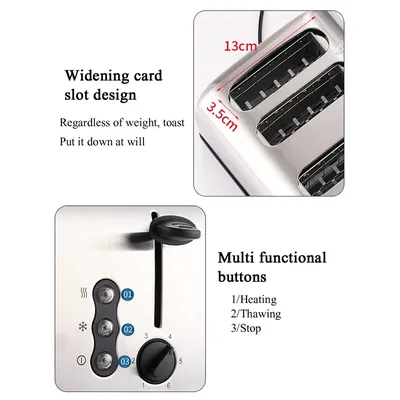 Household Electric Toaster Baking Bread Sandwich Maker Grill Stainless Steel Toast Oven Heater 4 Slices Breakfast Machine