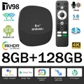 TV98 ATV MAX Plus Android 14 TV Box 8K 4K HD 4G 5G Dual WiFi BT5.0 8GB 128GB Allwinner H313 Telecomando Vocale Lettore Multimediale iptv