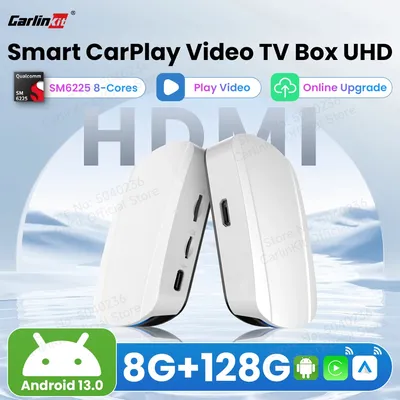 HDMI CarlinKit UHD Android 13 TV Box 8GB+128GB Support Netflix YouTube Wireless CarPlay Android Auto For OEM Car Online Upgrade