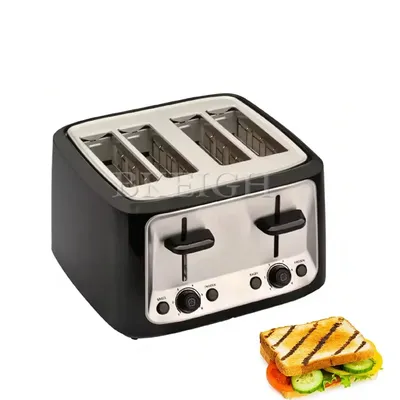 Pop Up 4-Piece Toaster Bandwidth Slot Electric Stainless Steel Household Toaster Driver