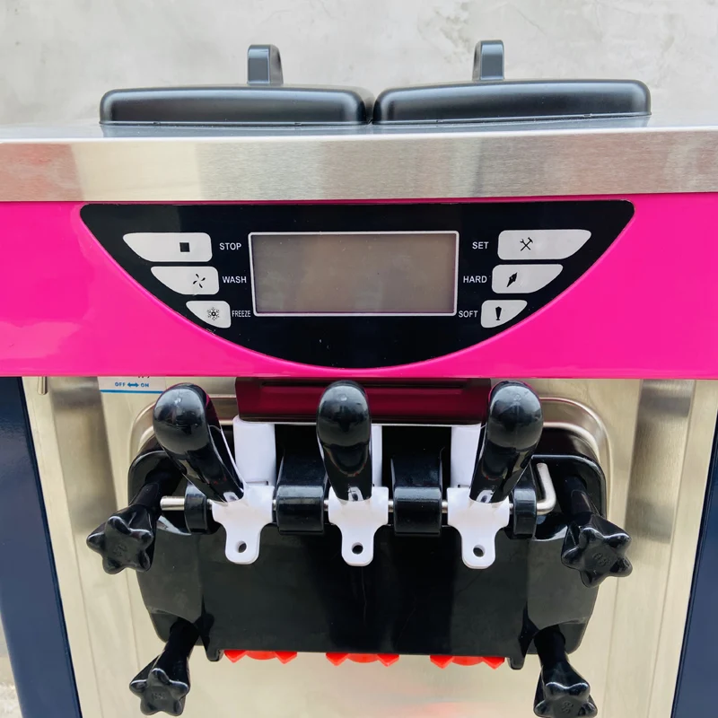 2100W 3 Flavor Soft Ice Cream Machine Stainless Steel Yogurt Mchine Tricolor Flavor Sweet Cones Ice Cream Machine
