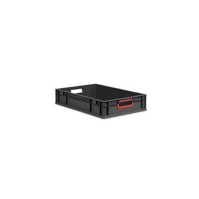 Proregal Eurobox NextGen Color, HxBxT 12x40x60cm, 23 Liter, Griffe rot offen, Schwarz, Eurobehälter, Transportbehälter Image