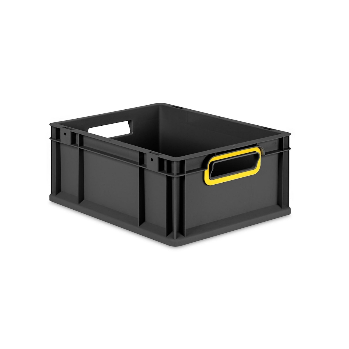 Proregal Eurobox NextGen Color, HxBxT 17x30x40cm, 16 Liter, Griffe gelb offen, Schwarz, Eurobehälter, Transportbehälter Image