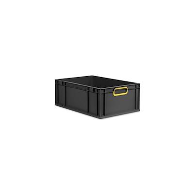 Proregal Eurobox NextGen Color, HxBxT 22x40x60cm, 44 Liter, Griffe gelb zu, Schwarz, Eurobehälter, Transportbehälter Image