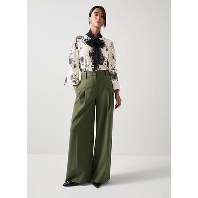 Petra Petite Dark Green Pleated Trousers Dark Khaki, Dark Khaki