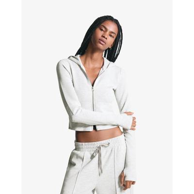 Bershka Soft Modal Blend Zip-Up Hoodie Women M Grey