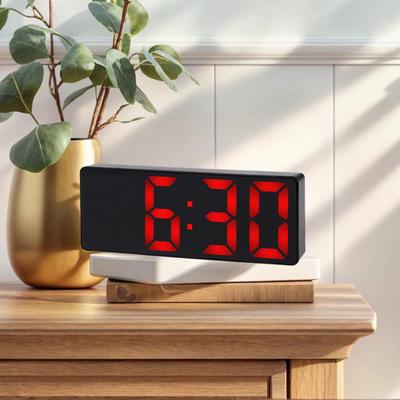 Small Digital Alarm Clock for Bedroom, with Big Numbers Display, Dimmable, 12/24H for Deep Sleepers 6.3x2.4x1 inch