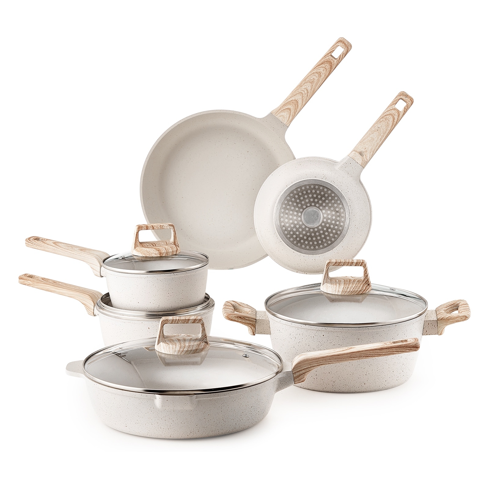 UIMOSO Pots and Pans Set Nonstick, Granite Cookware Set, Induction Cookwares, Kitchen RV Cooking Sets