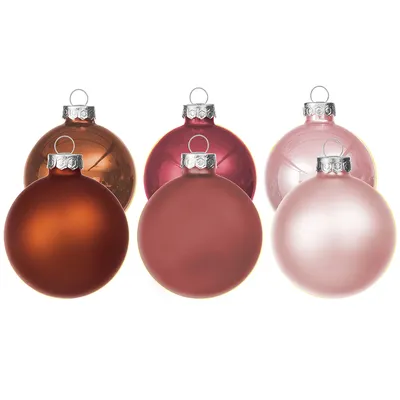 Weihnachtskugeln aus Glas, altrosa, rosa, kupfer, 6 cm Ø, 12 Stück Image