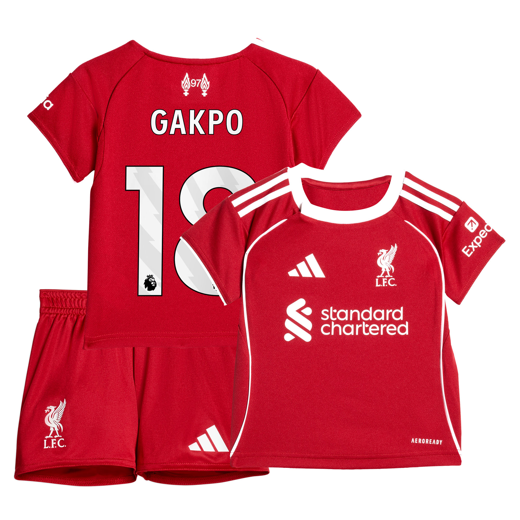 Liverpool adidas Baby-kit Domicile 25/26 avec flocage Gakpo 18