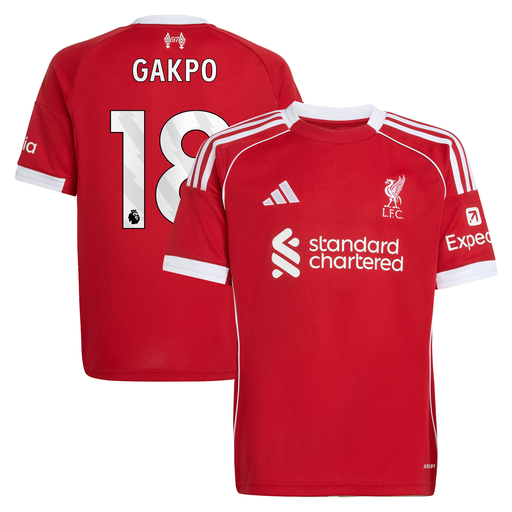 Maillot Liverpool adidas Domicile 25/26 - Enfant avec flocage Gakpo 18