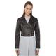 Infinity Leather Womens Vintage Black Cropped Brando Biker Jacket-bellville - Black/brown Lamb Leather - Size 10 UK