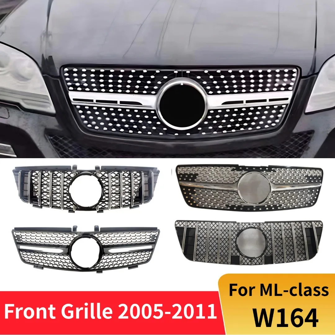 Frontmaske Kühlergrill Stoßstange Grill Haube Mesh Modifikation für Mercedes Benz ML W164 2005-2011 GT Diamond Style Tuning Zubehör Image