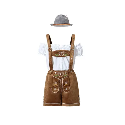 Erwachsene Frauen Lederhosen Oktoberfest Kostüm Bayerisches Bier Maid Kellner Outfit Cosplay Karneval Halloween Fancy Party Kleid Image