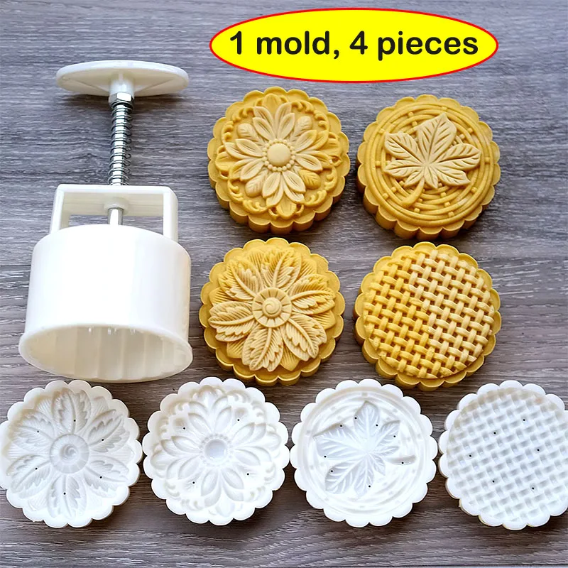 3D-Blume im chinesischen Stil, Mondkuchenform, Kuchen, Gebäck, handgepresste Formen, Ausstechformen, Fondant, Kekse, Geburtstag, DIY, Backzubehör Image