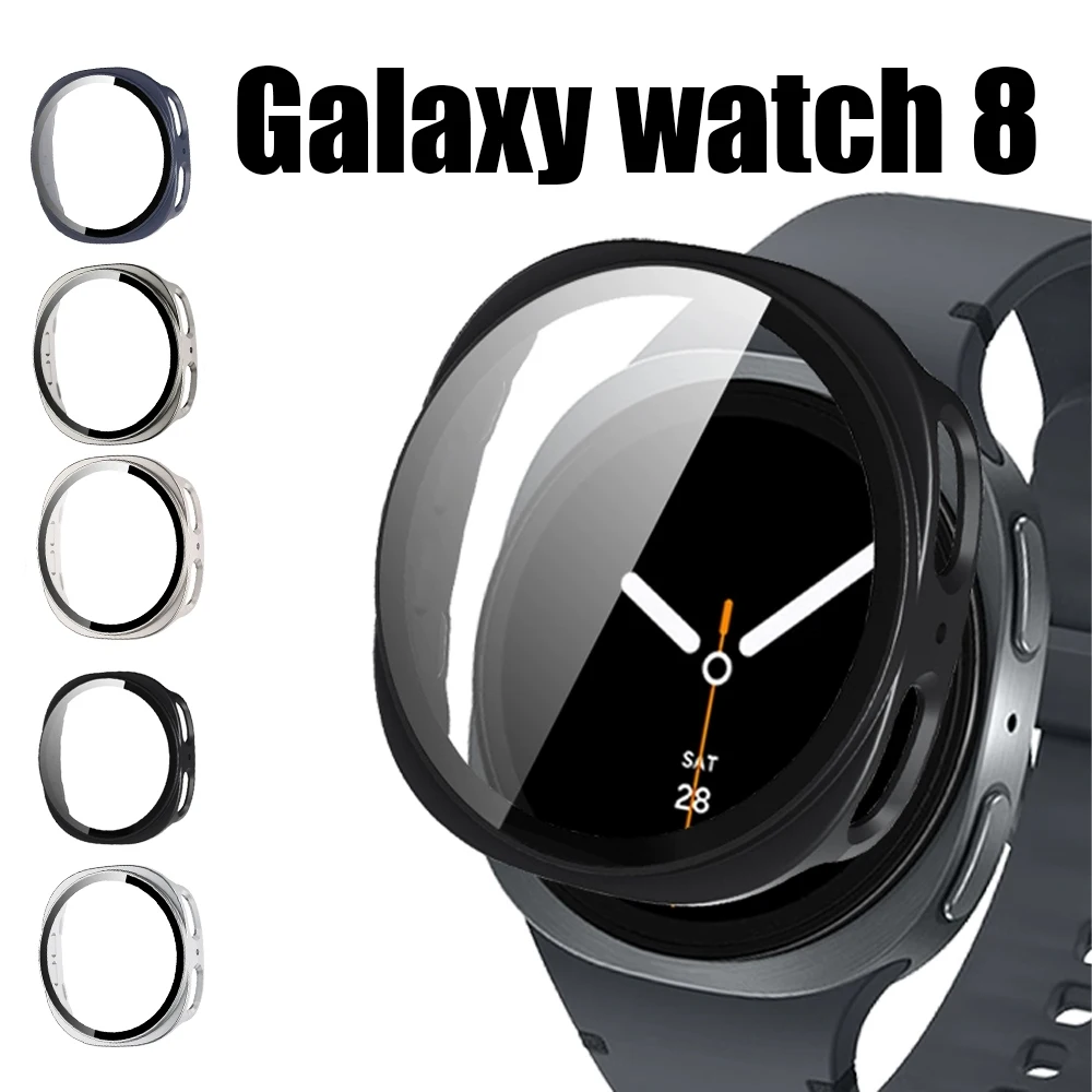 Hülle für Samsung Galaxy Watch 8 44 mm 40 mm Zubehör Displayschutzfolie aus gehärtetem Glas PC Bumper Cover Galaxy Watch 8 Schutzhülle Image