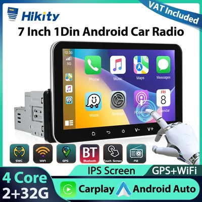 Hikity 2 + 32G Android 1 Din Autoradio Radio Carplay Multimedia Player mit Android Auto Bluetooth WiFi GPS FM Radio Split-Screen