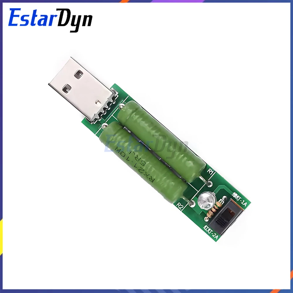 Einstellbares USB-Entlade-Lastmodul 2A/1A mit Schalter, Dual-LED-Anzeige zum Testen/Aging der Batterie, Konstantstromtester Image