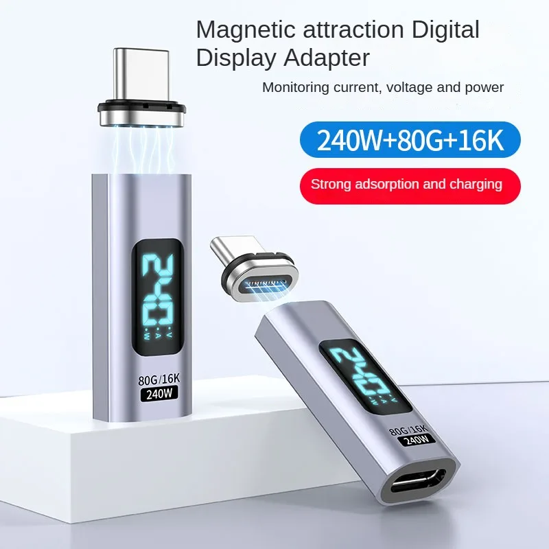 240 W Schnelllade-Adapter vom Typ C, voll funktionsfähiger D-Digitalanzeige-Magnetadapter, 80 Gbit/s-Konverter, 16K-Video Image