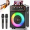 S68 Kara Ok with 2 Microphones, Portable Bluetooth 5.3 Kara Ok Speaker, Suitable for Outdoor Activities, Parties and Parties, Pa Systems, Adult Echo Adjustment, Supports Tv through Auxiliary