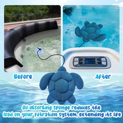 Hot Tub Scum Absorber Reusable Spa Oil Absorbing Sponge Floating Turtle Scum Skimmer Remover Foam Filter Bathtub Water Cleaner