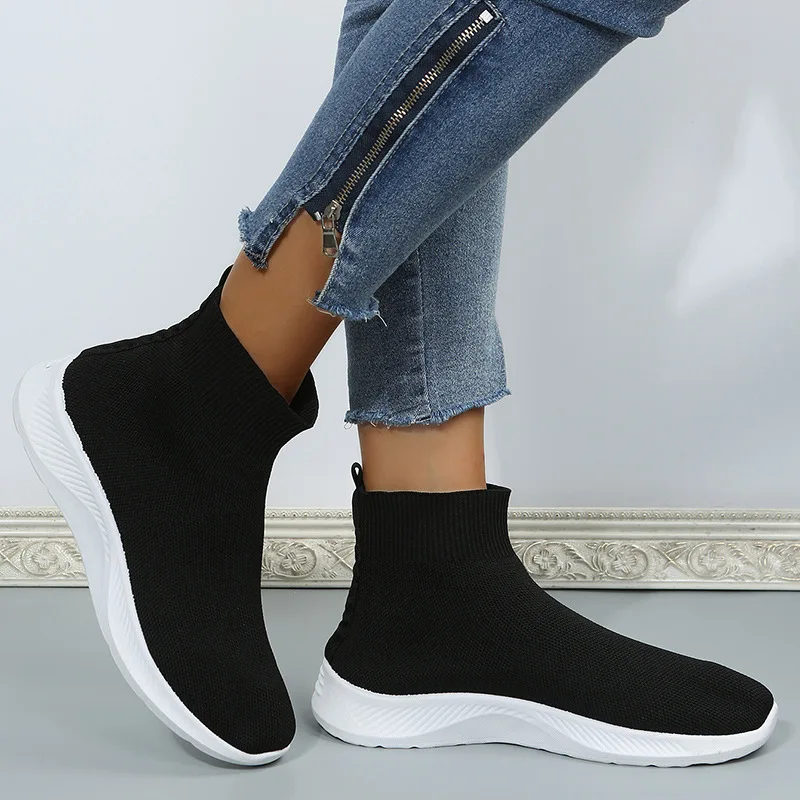 Neue Herbst Mesh Schuhe elastisch plus Größe flache High Top Casual Sportschuhe Mode bequeme Anti-Rutsch-Schuh Zapatillas
