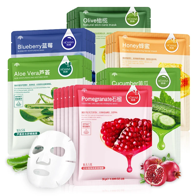 30 pièces Fruits frais masques faciaux soins de la peau du visage hydratant raffermissant hydratant coréen masque Facial produits de soins de la peau du visage