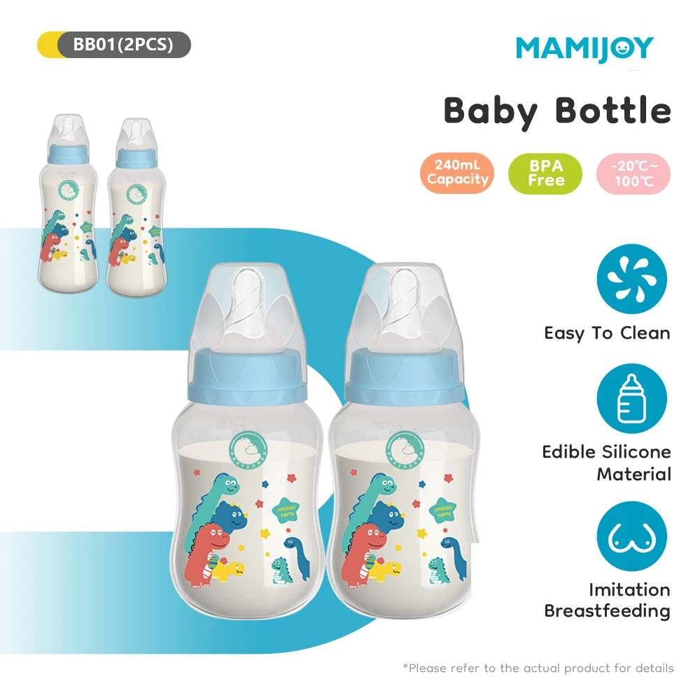 MAMIJOY 2PCS 150/240ML Baby Flasche Anti-drop Hitzebeständige Milch Flasche Neugeborenen Flasche Neugeborenen Fütterung liefert BPAFREE BB01/02 Image