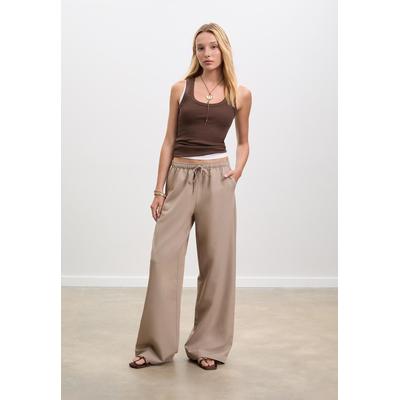 Stradivarius Long flowing smart trousers Stone XS