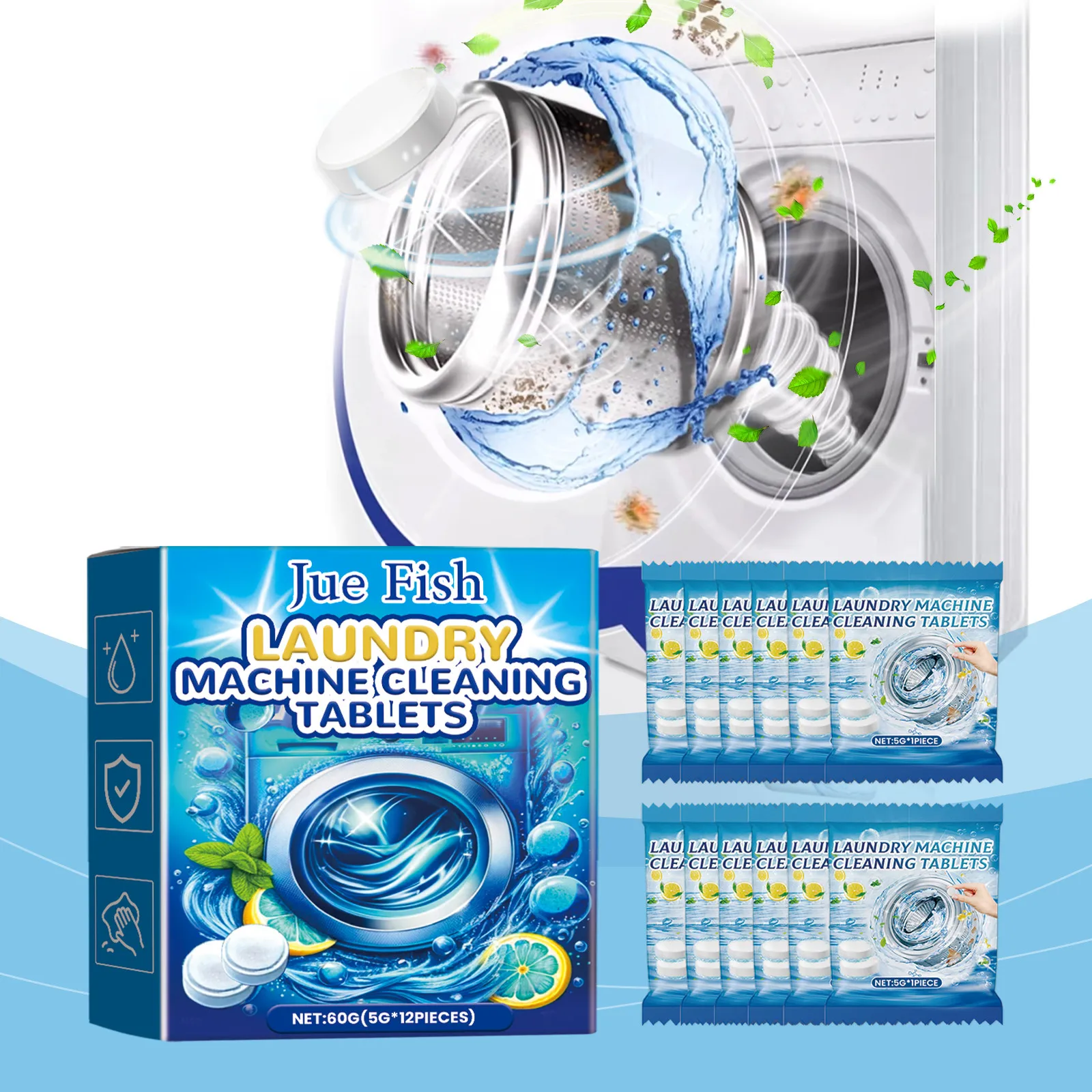 12/24/36 stücke Hause Reinigungsmittel Brausetabletten Haushaltsreinigungsprodukte Reinigungsmittel Tiefe Waschmaschine Reiniger Tabletten Image