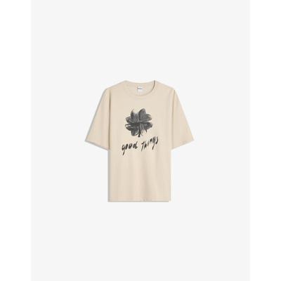 Bershka Printed Textured Short Sleeve T-Shirt Men Xs Sand