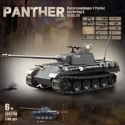 Militärische Serie des Zweiten Weltkriegs Panther Typ-G Panzer Baustein Spielzeugsammlung Modell Kinder für Weihnachts- und Geburtstagsgeschenke Image