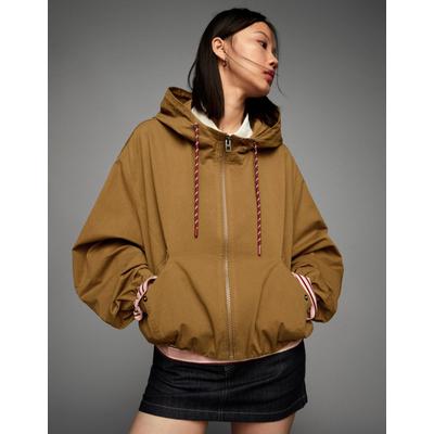 Bershka Hooded Jacket Women Xs Camel