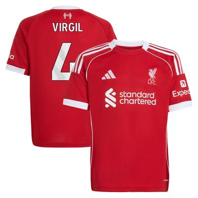 Liverpool adidas Heimtrikot 2025-26 - Kinder mit Aufdruck Virgil 4 Image