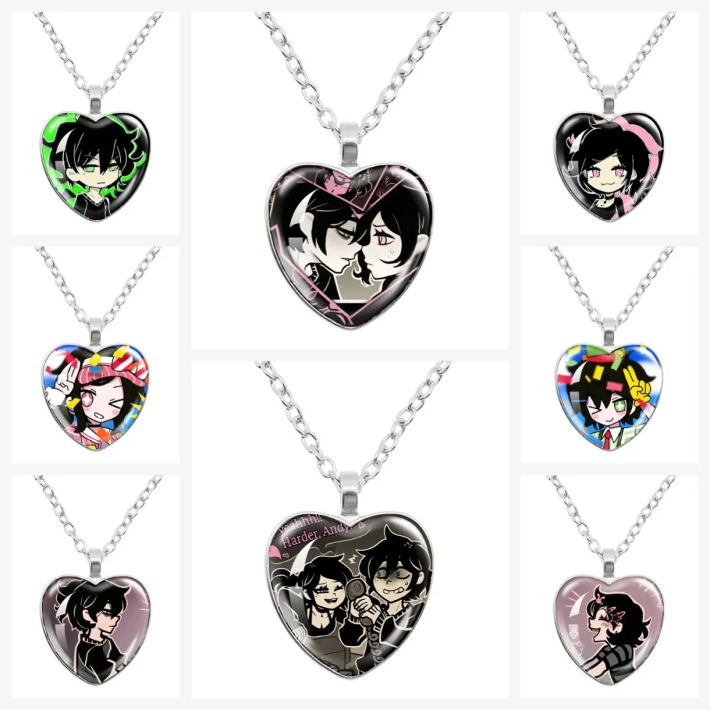 Il bara di Andy e Leyley Personaggi del gioco Kawaii Cabochon in vetro Collana con ciondolo a forma di cuore Gioielli con ciondoli Ornamento Regalo