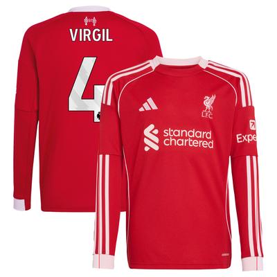 Liverpool adidas Heimtrikot 2025-26 - Kinder - Langarm mit Aufdruck Virgil 4 Image