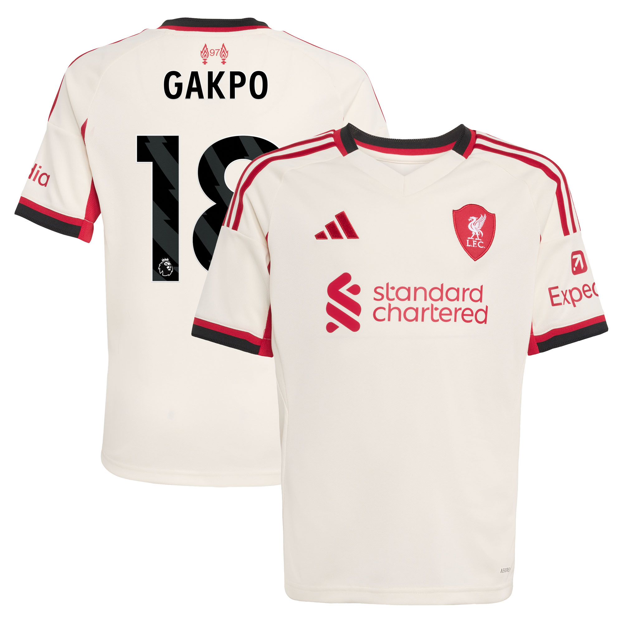 Liverpool adidas Auswärtstrikot 2025-26 - Kinder mit Aufdruck Gakpo 18 Image