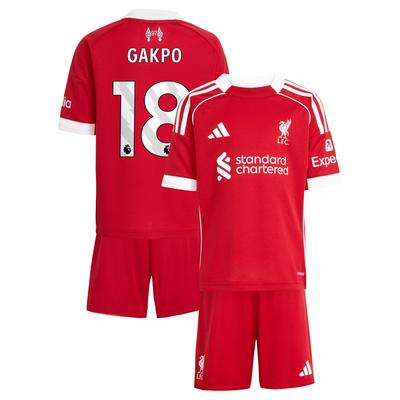 Liverpool adidas Heim-minikit 2025-26 mit Aufdruck Gakpo 18 Image