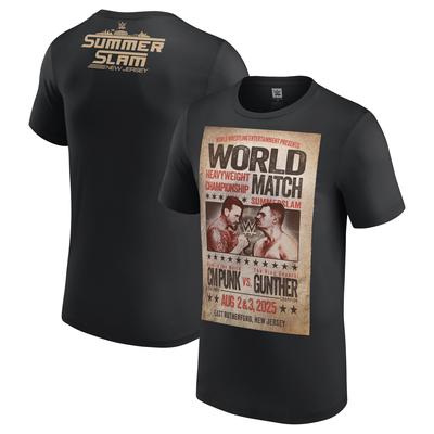 Schwarzes SummerSlam 2025 CM Punk vs. Gunther Match T-Shirt für Herren Image