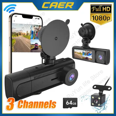 WIFI Dash Cam für Auto 2/3 Kanal Vorne Hinten Kamera 1080P Video Recorder Dashcam Black Box Auto DVR optional Rückansicht Kamera