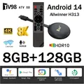 TV98 ATV X8 Smart TV Stick iptv Allwinner H313 quad-core 4G 5G Dual Wifi HD 8K 4K BT 5.0 8GB 128GB Telecomando Vocale Android 14
