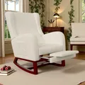 Fauteuil balançoire Aura en bois Fauteuil relax Fauteuil balançoire avec repose-pieds, chaise encore Chaise balançoire avec tissu velours et oreillers Loin
