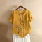 T-shirt a maniche corte in cotone e lino estivo Donna Ropa Blusas T-shirt Abbigliamento donna Top da donna vintage T-shirt allentata casual