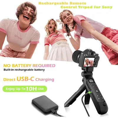 für Sony Vlogging Shooting Grip Stativ, wiederaufladbare kabellose Kamera-Fernbedienung mit OLED-Bildschirm für ZV-1 ZV-E10 ZV-1F A6700