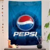 Soda Brand Art P-Pepsis Anime Wandteppich Hippie Blumen Wandteppiche Wohnheim Dekor Günstige Hippie Wandbehang